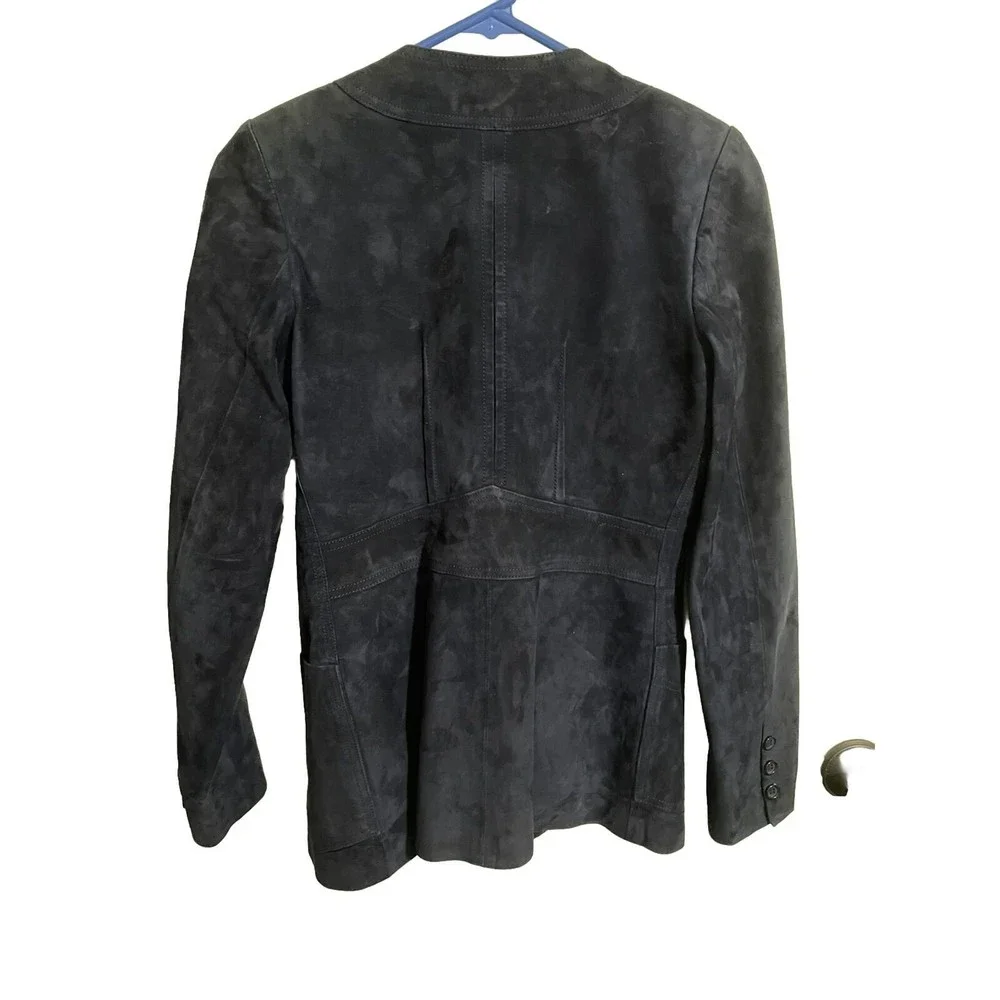 Vintage Furs-Ettex Made In Paris France‎ Bohemian Navy Suede Blazer Size Small - Picture 2 of 5